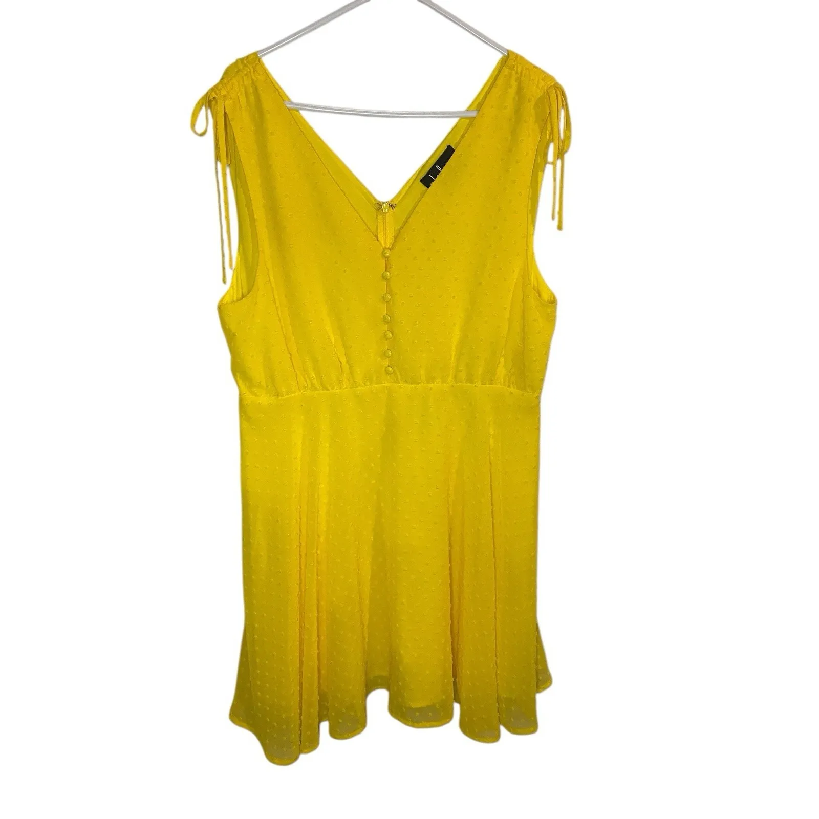 Lulus Chara Yellow Swiss Dot Button-Up Skater Dress Size XL Summer Midi Sundress - Image 3
