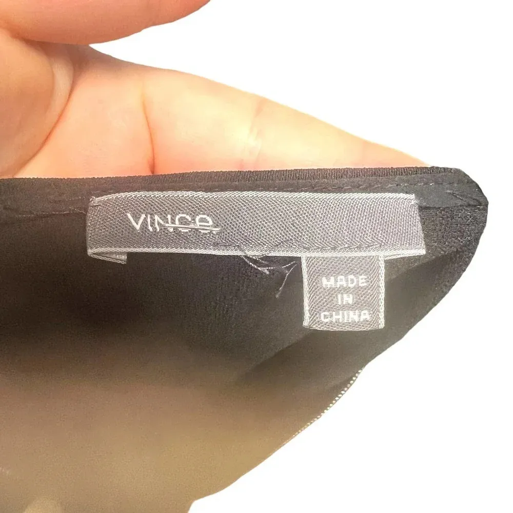 Vince Contrast Trim‎ Zipper V-Neck Drawstring Dress Black Size Small - Image 10