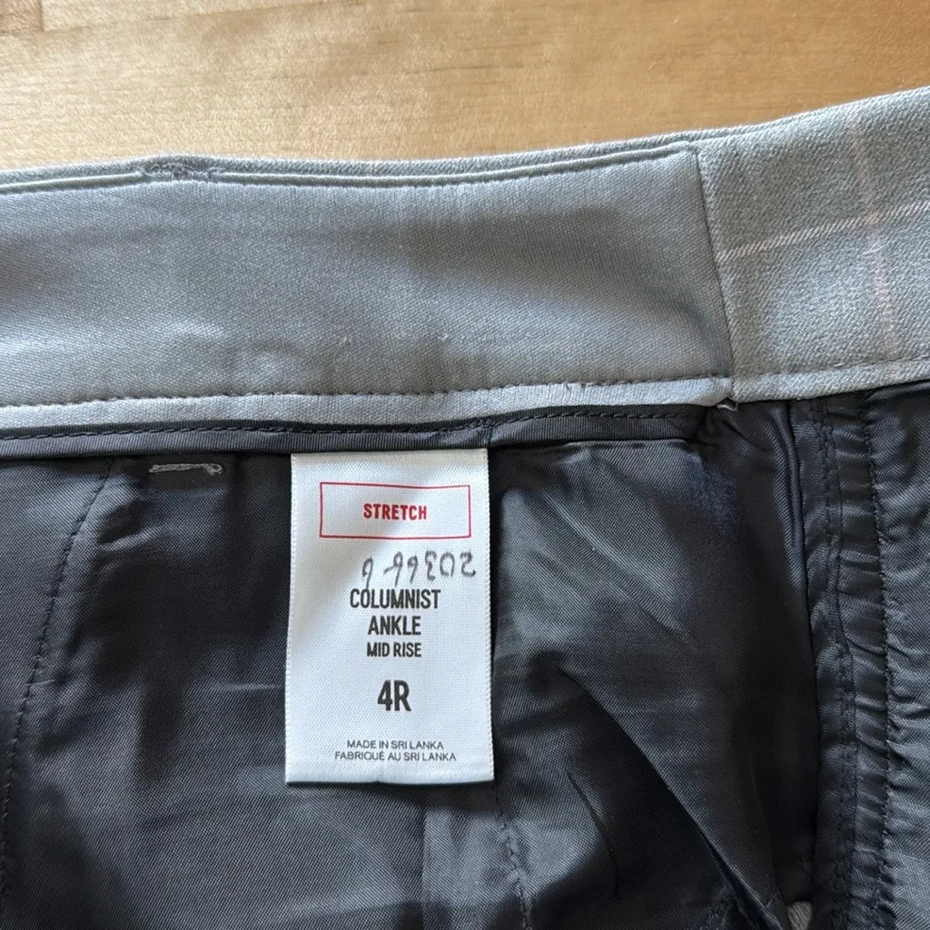 Express Mid-Rise Columnist Ankle Gray Plaid Woven Career Dress Pant Trouser, 4 - Image 8