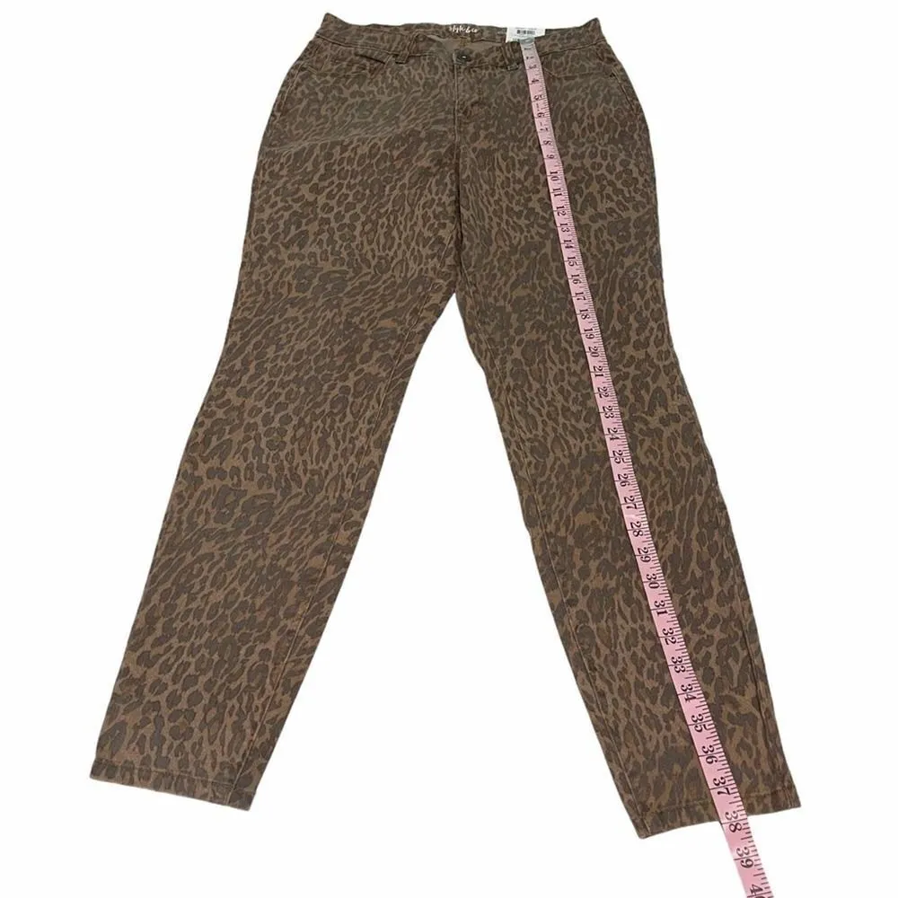 Style & Co Wild Puma Skinny Jeans Curvy Mid Rise Tummy Control Animal‎ Print 6 - Image 8