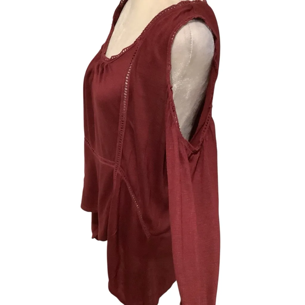 American Rag Cie ARC Women’s Long Sleeve Beautiful Detailed Blouse BRAND NEW Red Size M - Image 4