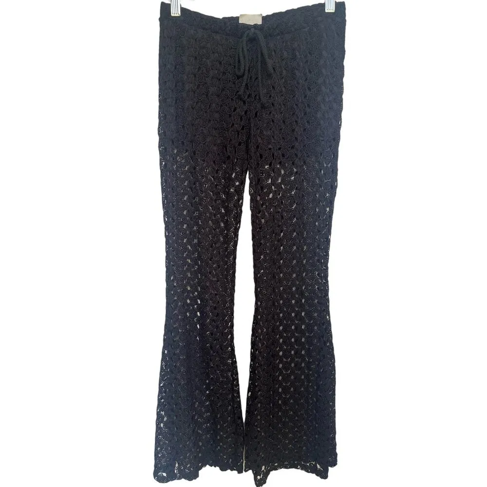 Black Lace Flare Pants Small - Image 3