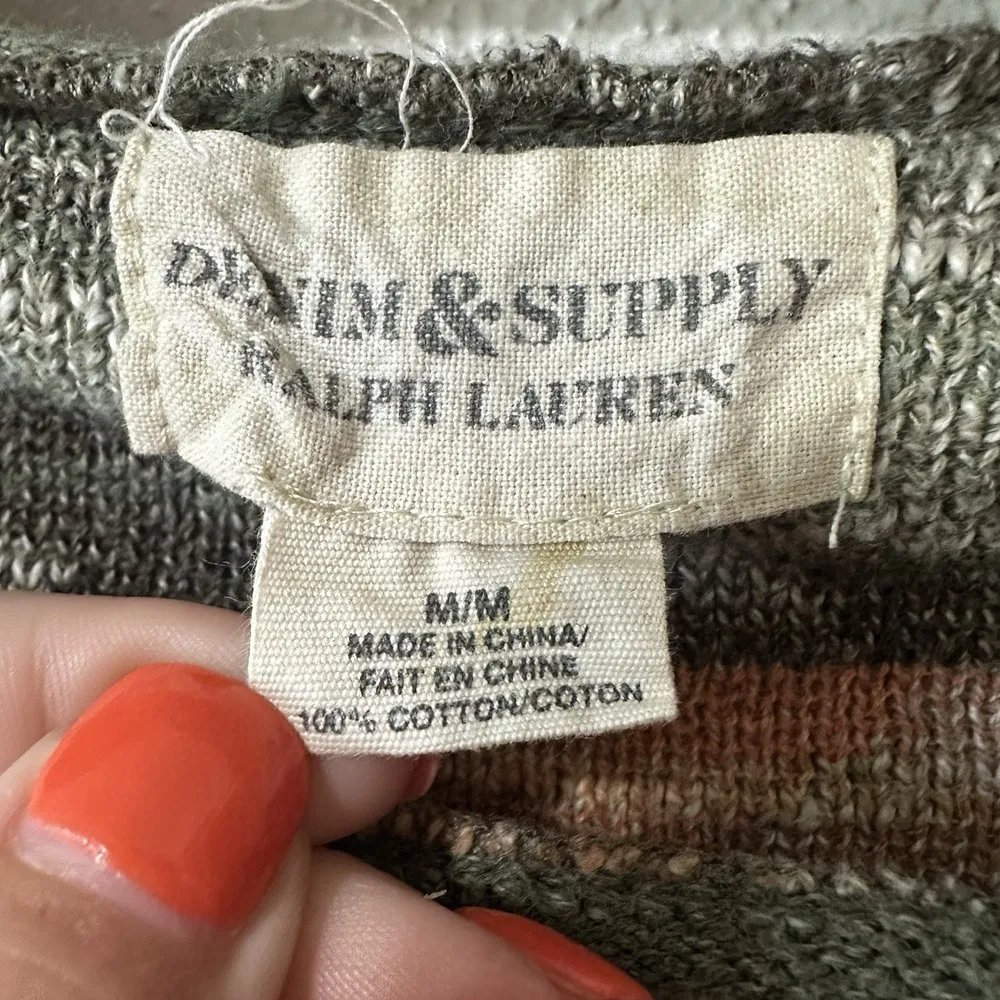 Denim & Supply Ralph Lauren Sweater Women Medium Green Orange Aztec Southwestern - Image 4