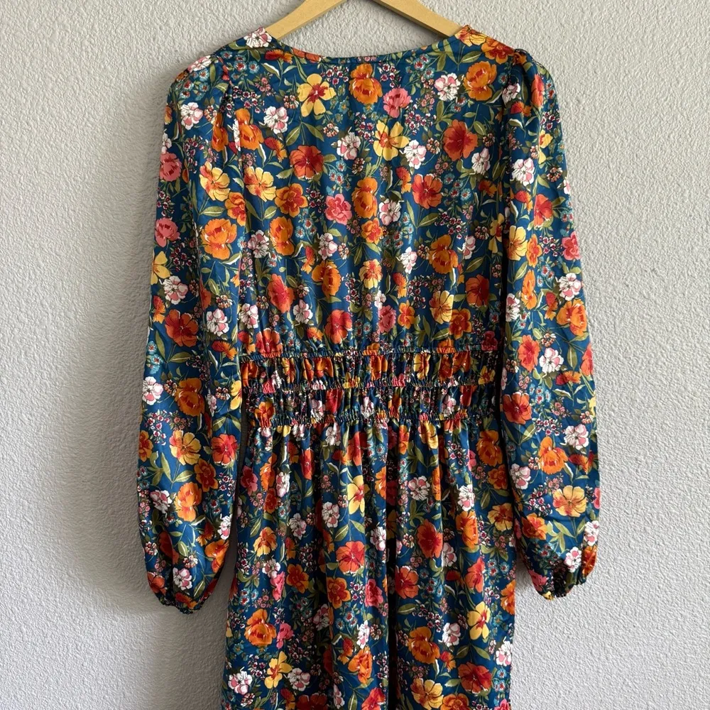 Ces‎ Femme Floral Boho Midi Size Small EUC Blue - Image 4