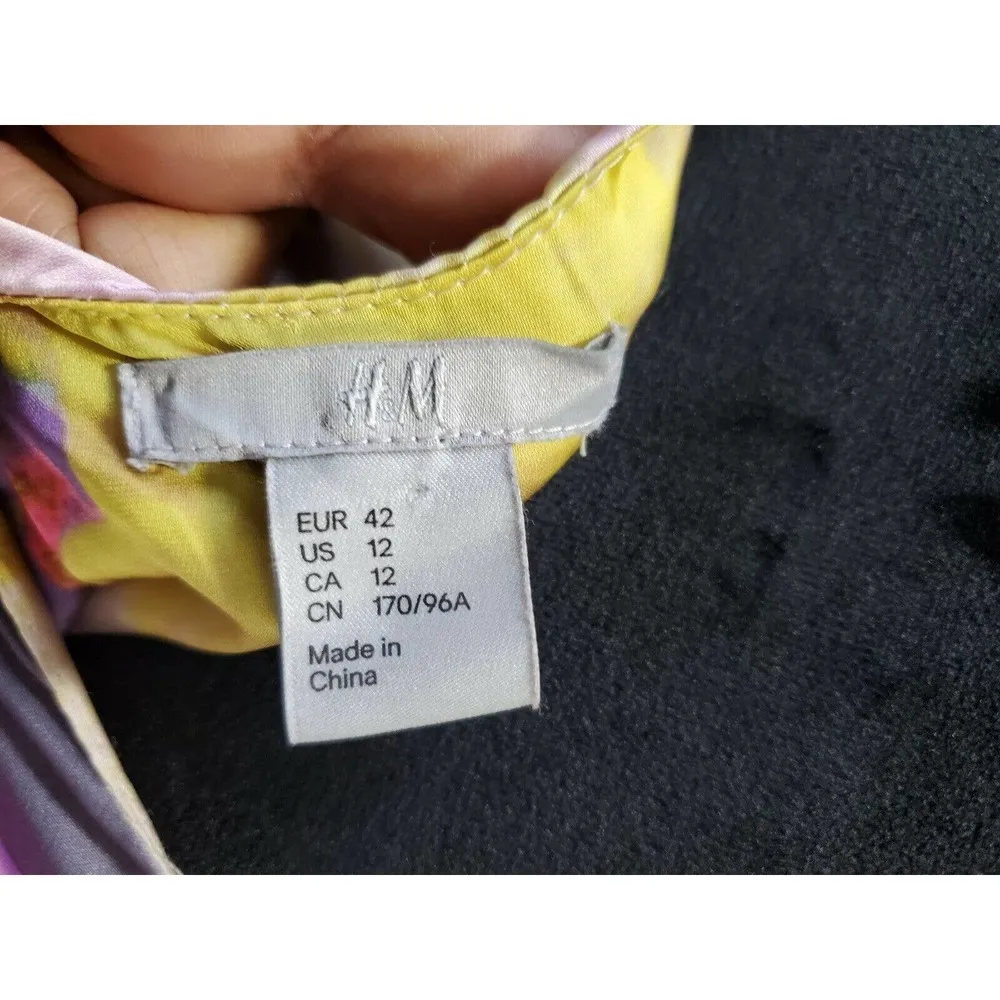 H&M Women's Multicolor 100% Polyester Sleeveless Scoop Neck Knee Length Dress 12 - Image 8