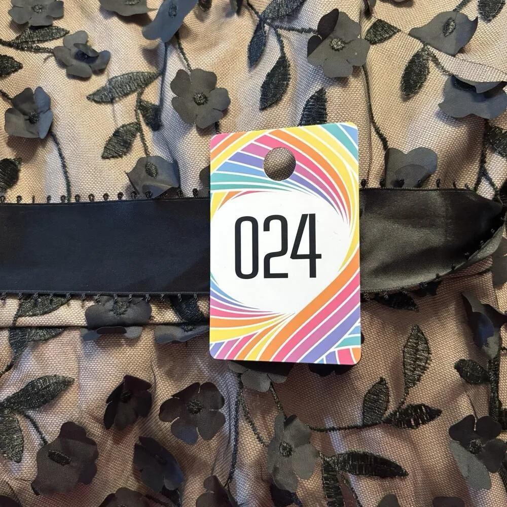 R&M Richards Women's Formal Dress Black Floral Lace with Nude Lining Size 6 - Image 14