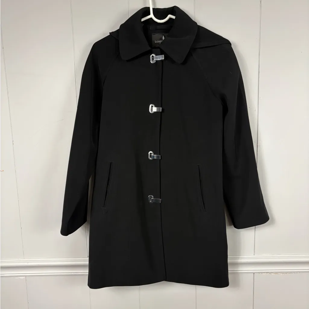 London Fog Black Rain Jacket Detachable Hood With Rain Gear Hooks SP Outdoor - Image 8