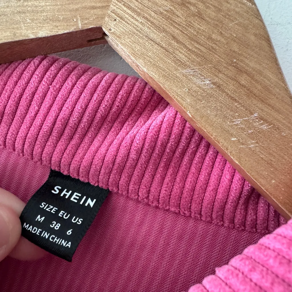 SHEIN Hot Pink Corduroy Cropped Jacket - Image 5