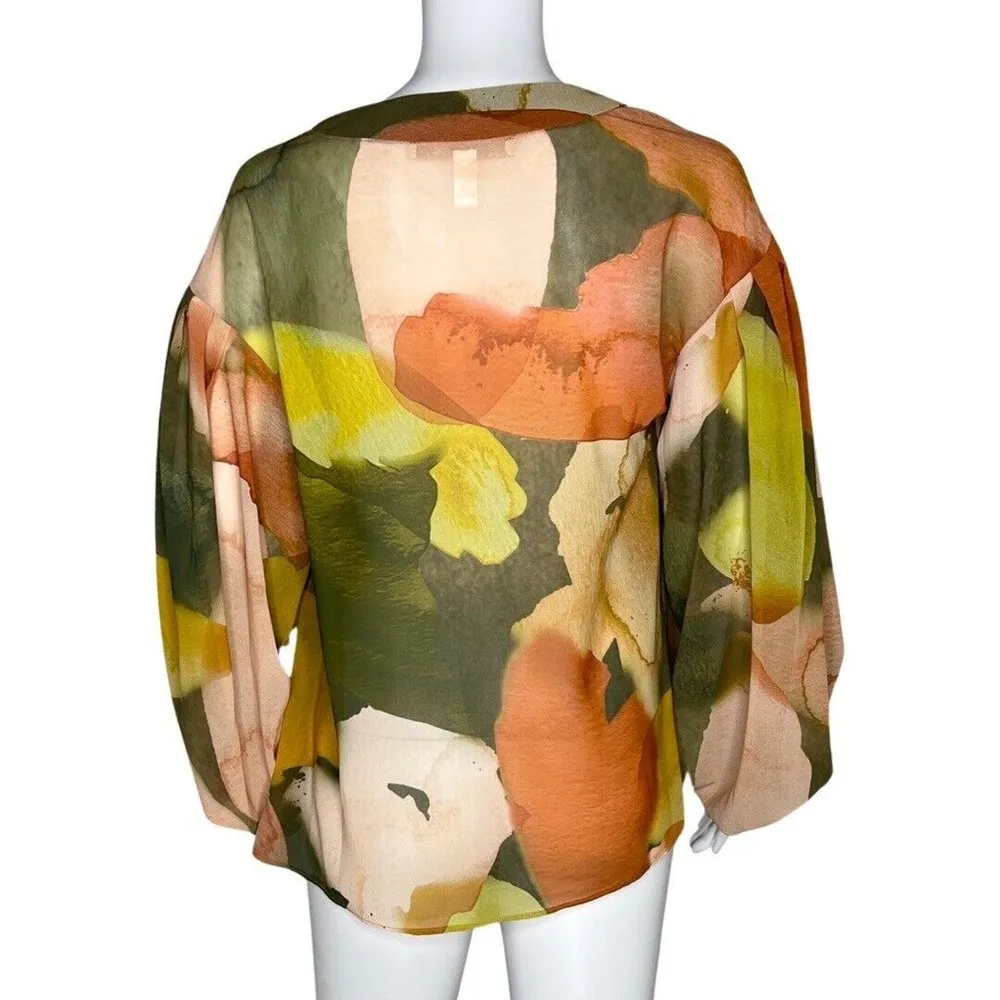 Anthropologie Hutch Shirt Womens XS Green Orange Minnie Full Sleeve Boho Peasant - Image 4