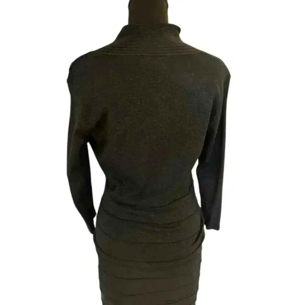 Frank Lyman Design Holiday Black Sweater Dress w/ Silver Sparkles, size Medium - Image 5