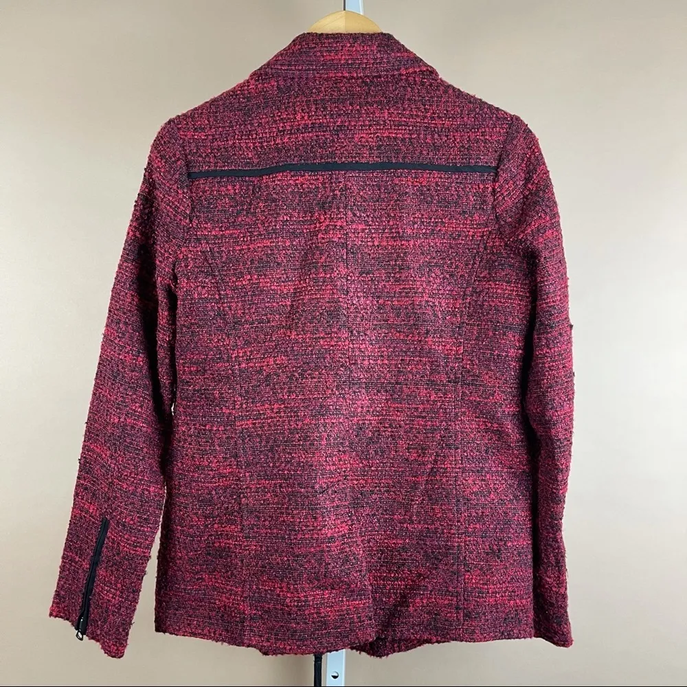 Lucky Brand Women’s Small Slouchy Long Moto Tweed Knit Zip Jacket Biker Modern - Image 9