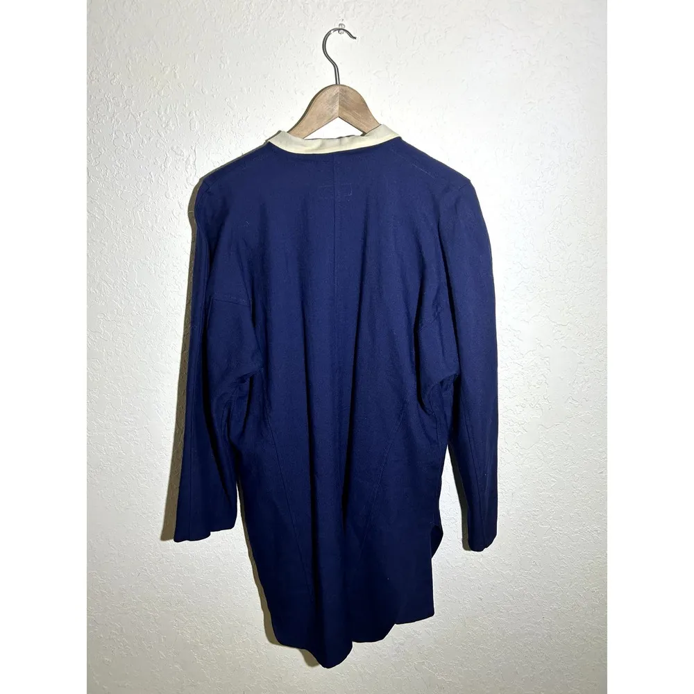 RARE Yohji Yamamoto the‎ 24th collection Unisex 100% Laine Wool navy coat Blue Size L - Image 4