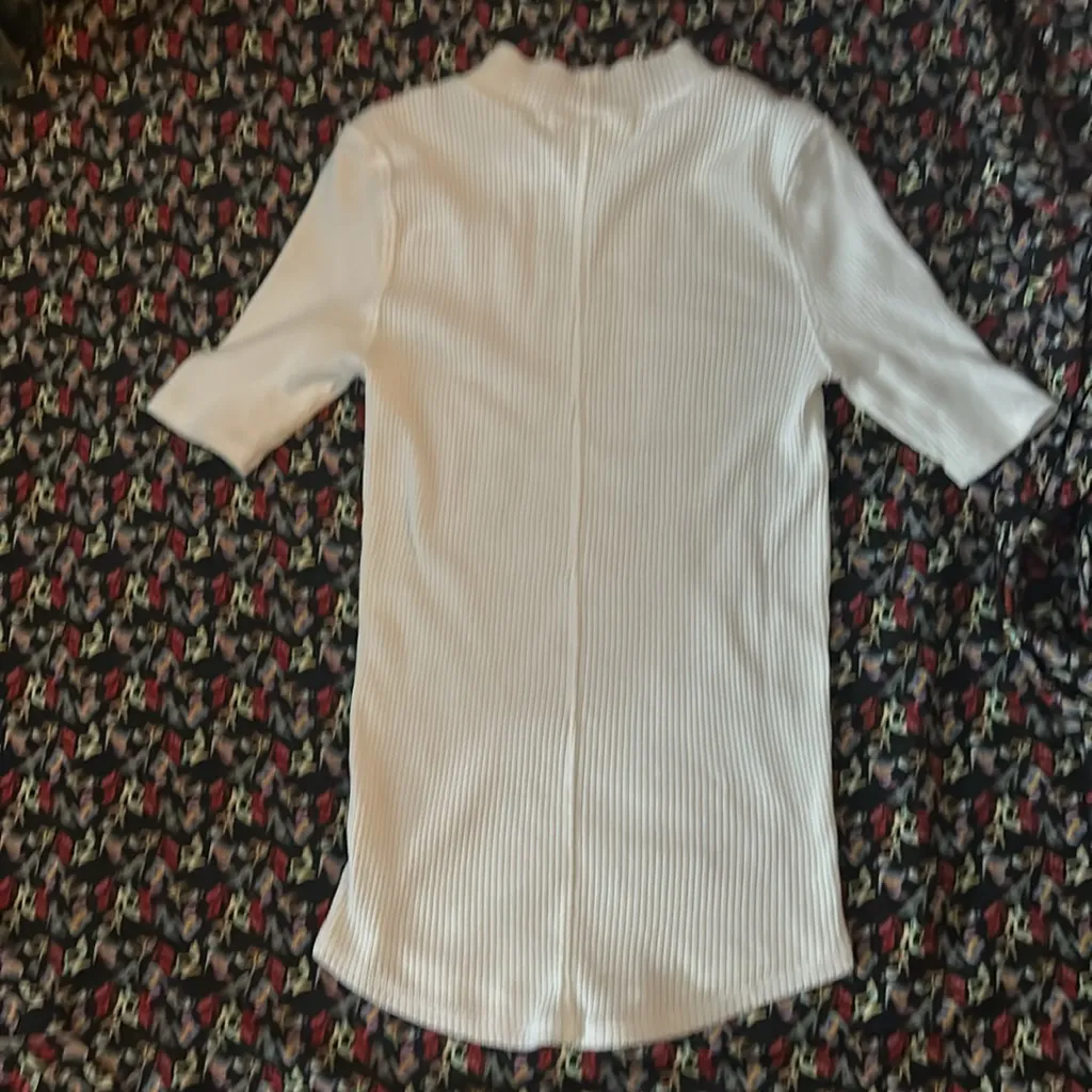 Free People We The Free Women’s White Ribbed Turtleneck M Casual Minimalist - Image 2