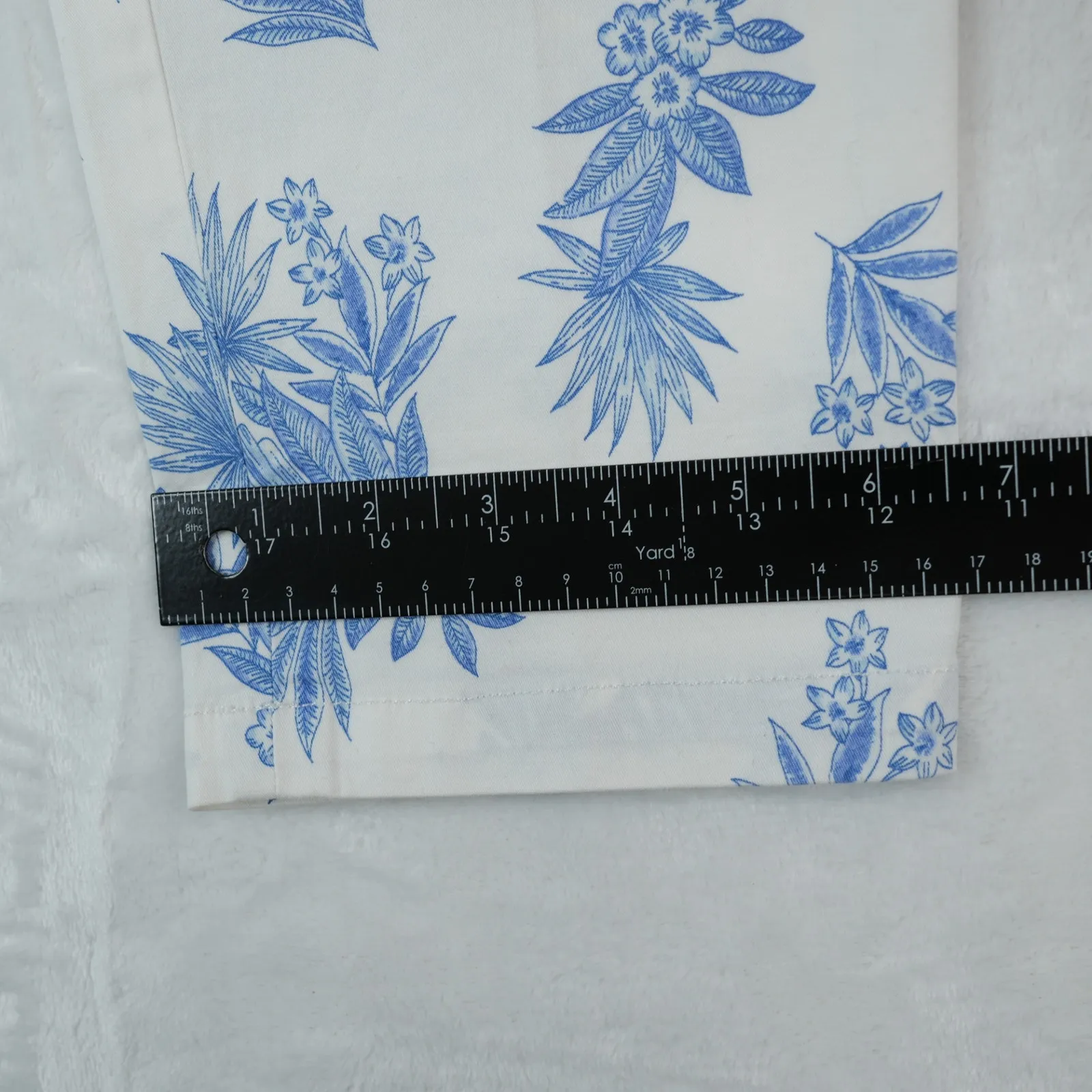 Talbots Pants Womens 2P Blue White Floral Cotton Relaxed Chino Cropped Preppy - Image 12