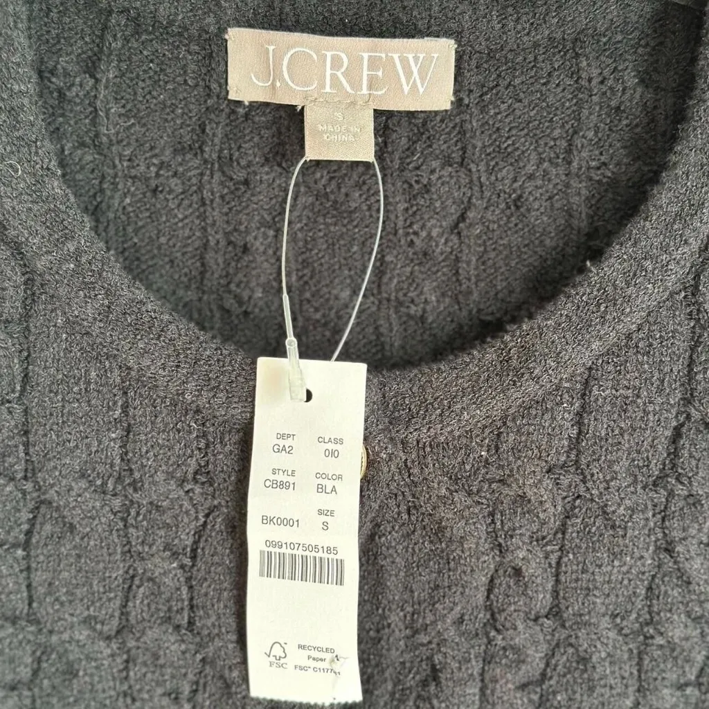 J.Crew Odette Cable Knit Sweater Lady Jacket In Black, Size Small - Image 4