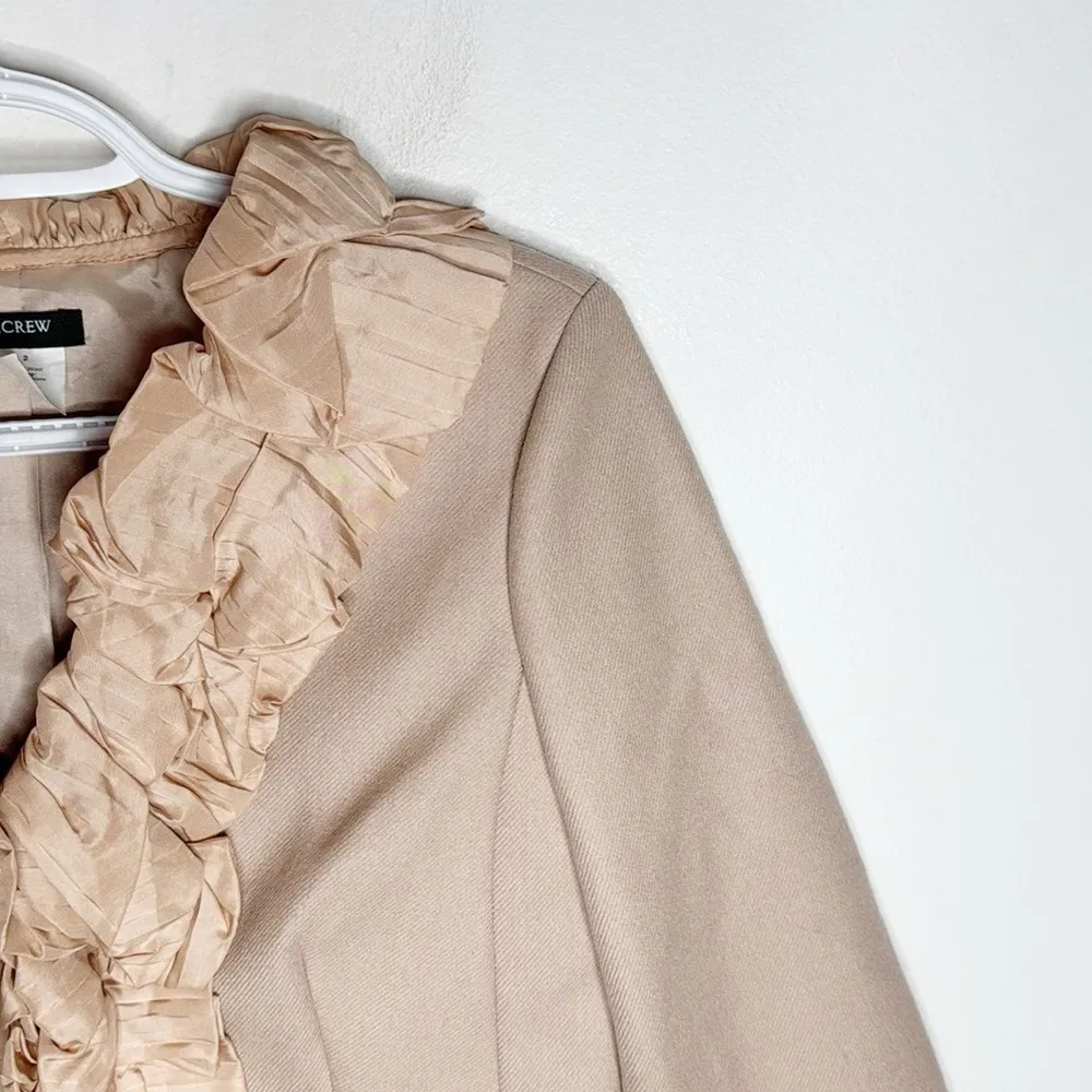 J.Crew Chimera Silk Ruffle-Front Wool Blazer Deep Blush Nude Size 2 - Image 4