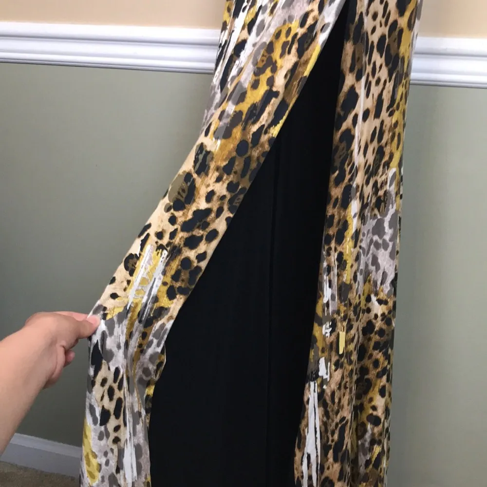 Jovani Women’s Animal Print Beaded Open Side Leg Slit Strapless Maxi Dress - Image 5