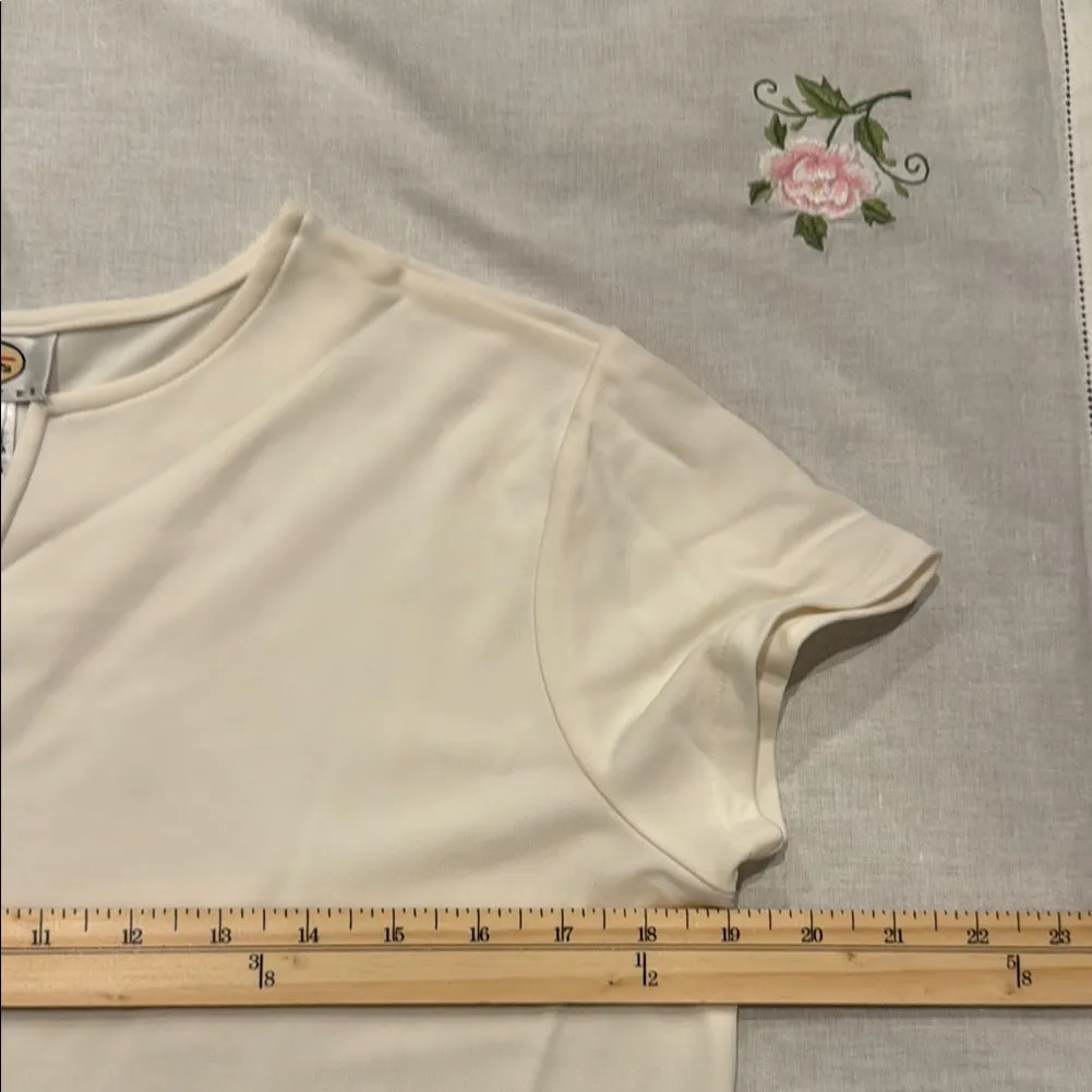 Talbots Cream Cap Sleeve Fitted Tee - Image 4