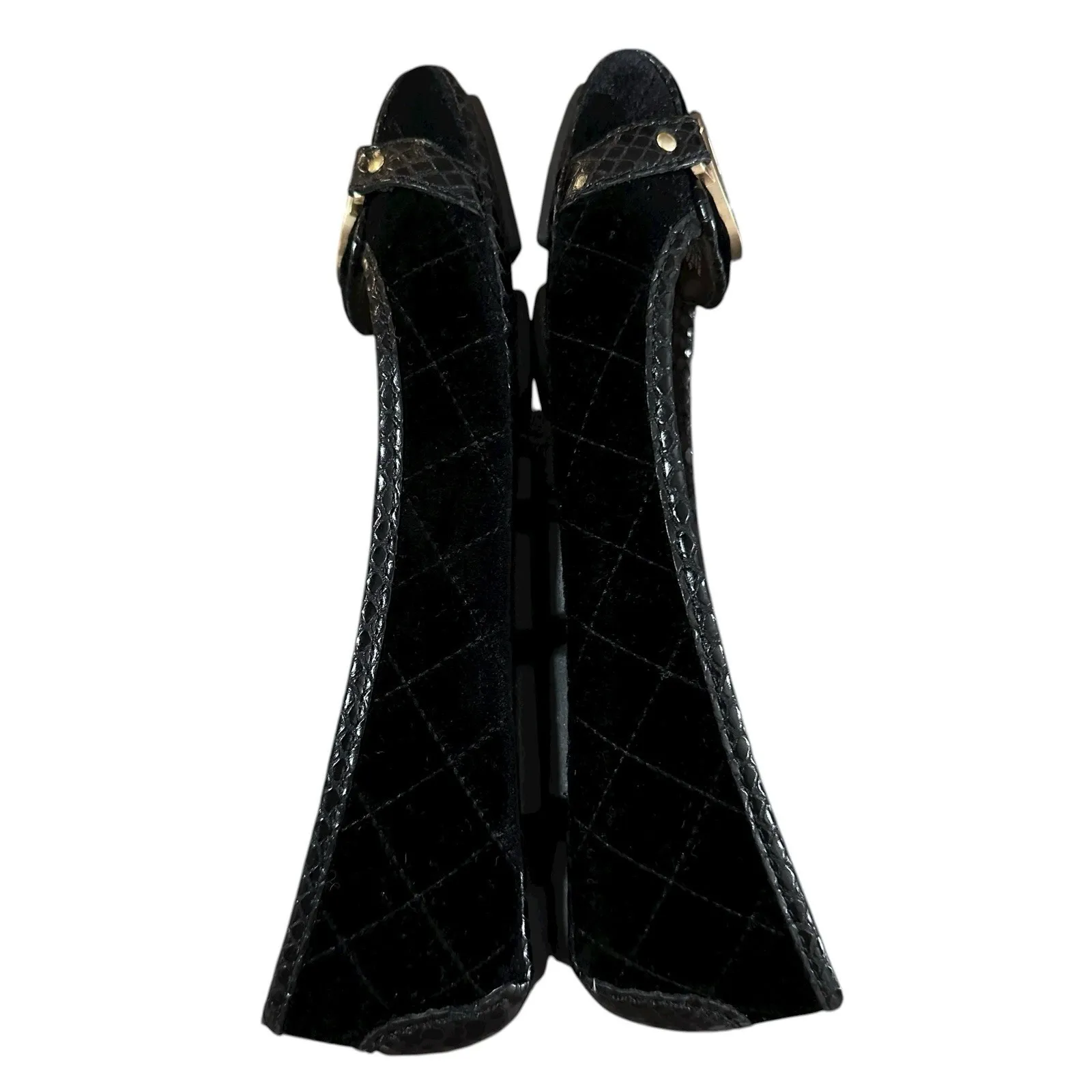 MICHAEL KORS MK Fulton Women's Flat Moccasins Black Suede Quilted Size‎ 6 Gold - Image 6