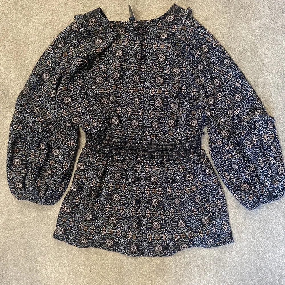 Max Edition Black Floral 3/4 Sleeve Blouse Size S NWT - Image 4