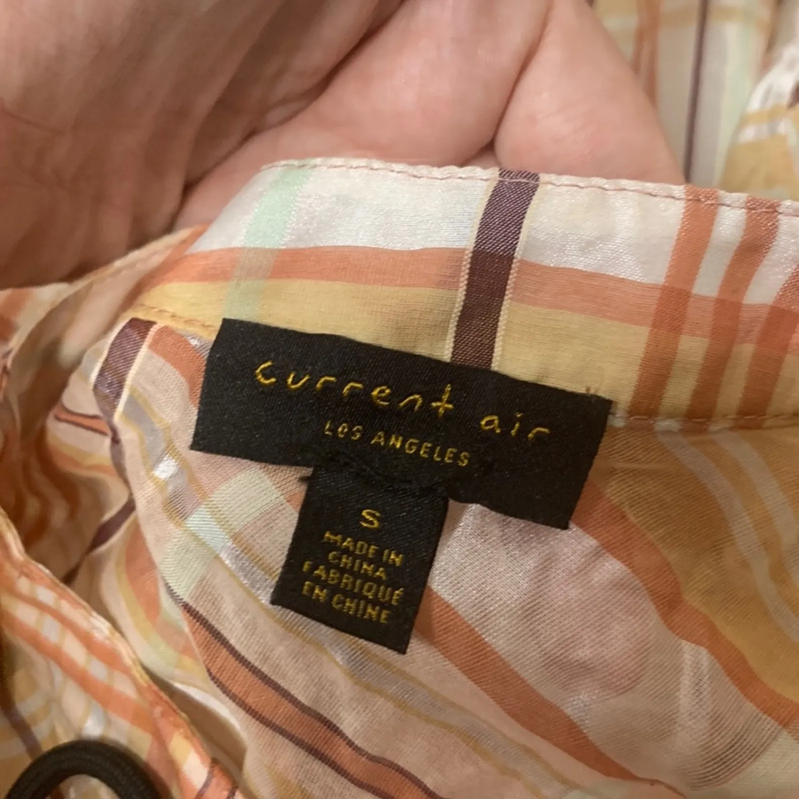 Anthropologie current air plaid structured ruffle organza peasant top sz S - Image 4