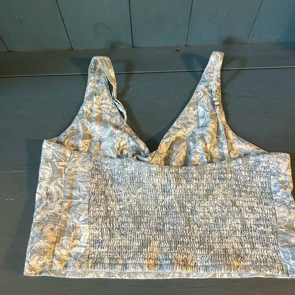 NWOT Abercrombie & Fitch Floral Linen Crop Top | Size Large - Image 10