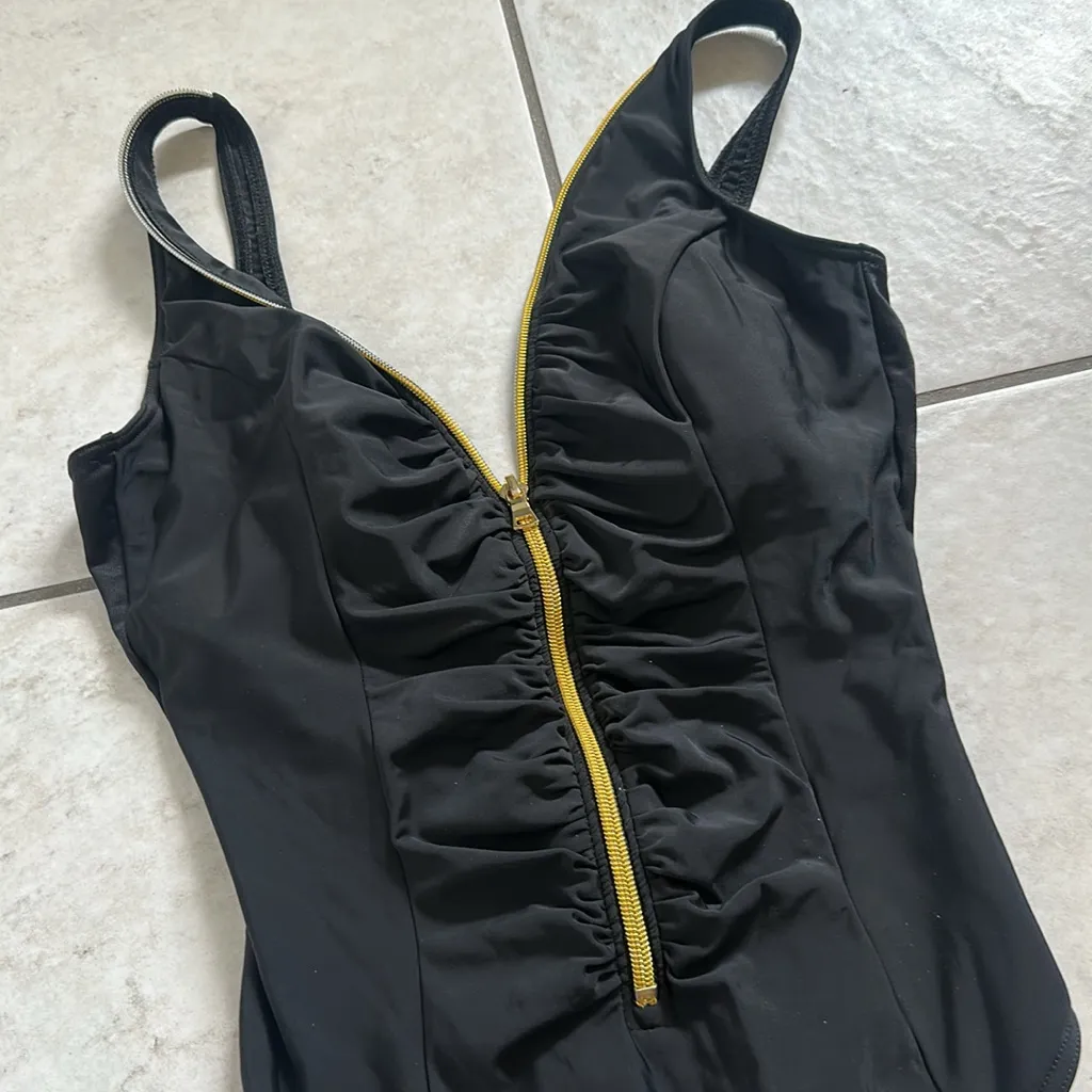 Miraclesuit Gold Zipper‎ Front One-Piece Swimsuit - Image 2
