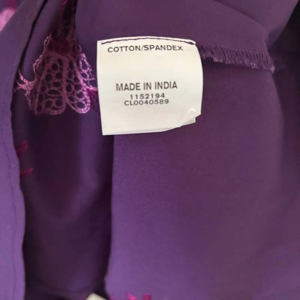 eShakti Purple Dress with Pink floral embroidery - Image 8