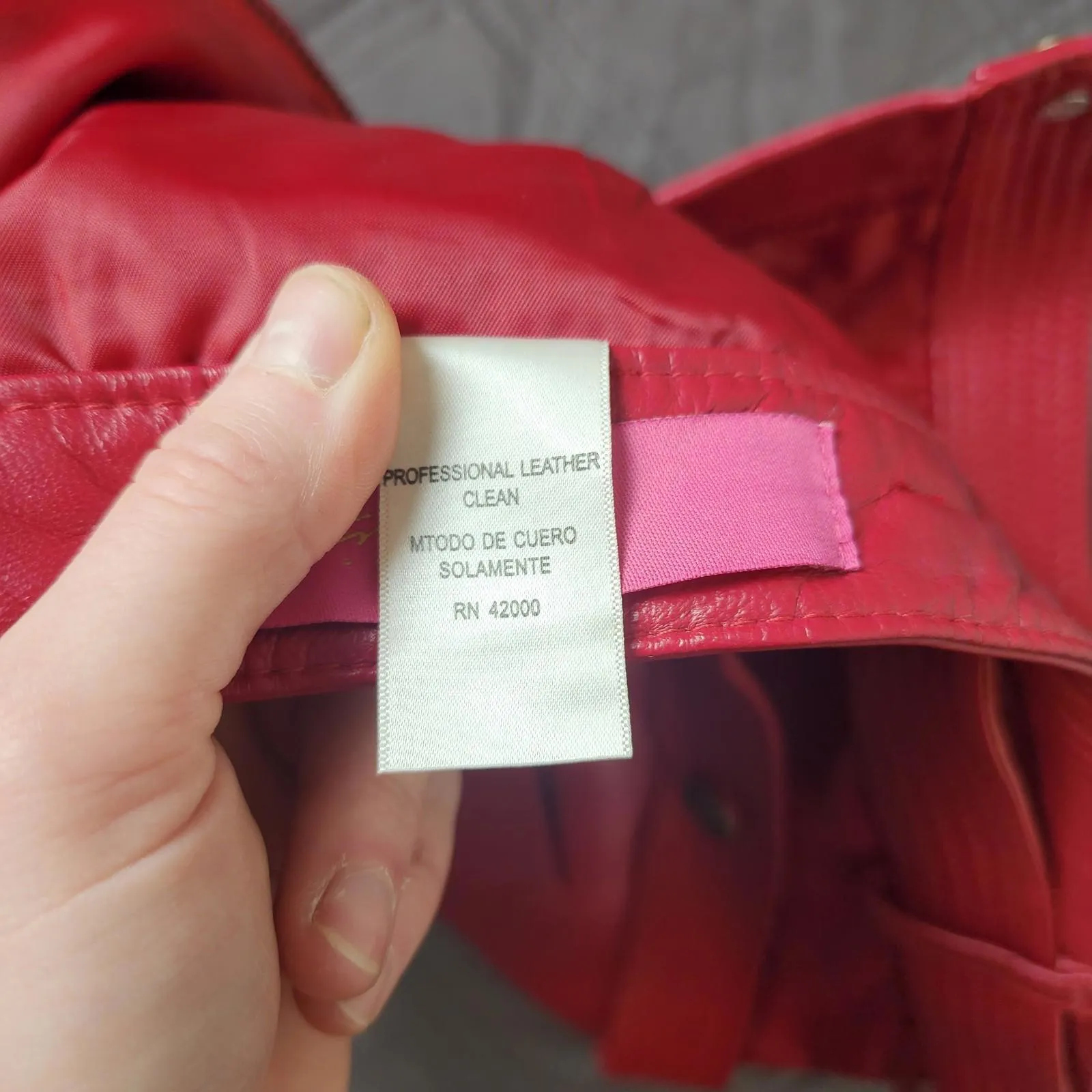 Vtg Thalia Sodi Y2K Cherry Red Genuine Leather Mini Skirt 13/14 Biker Grunge - Image 5