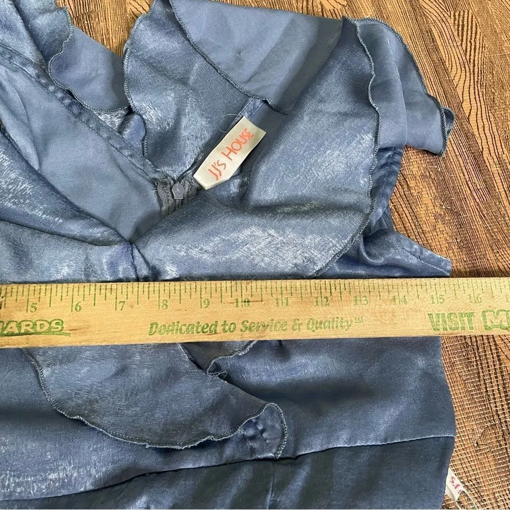 JJs House Split Front Ruffle Sleeveless Elegant‎ A-line Satin Midi Dress XL - Image 7