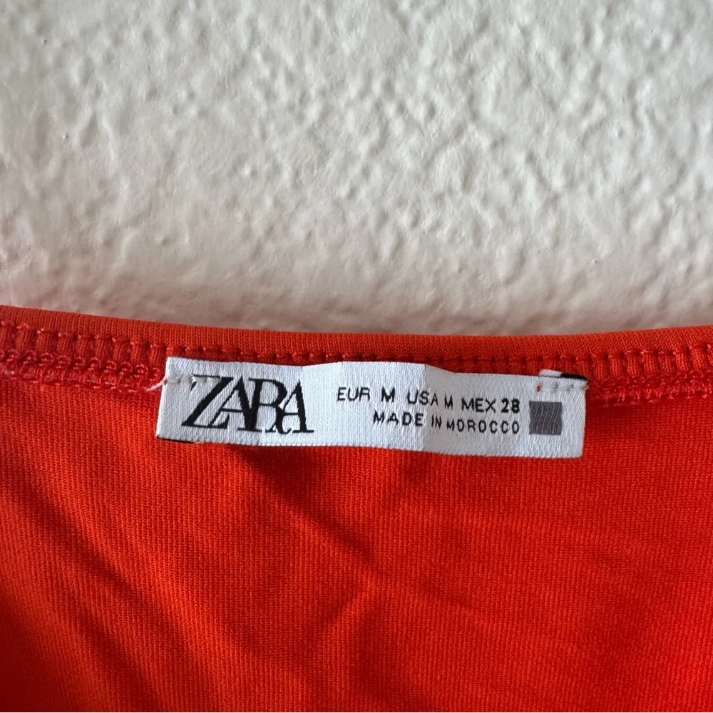 ZARA  Orange/Red Square Neck
Thong Bodysuit. - Image 3