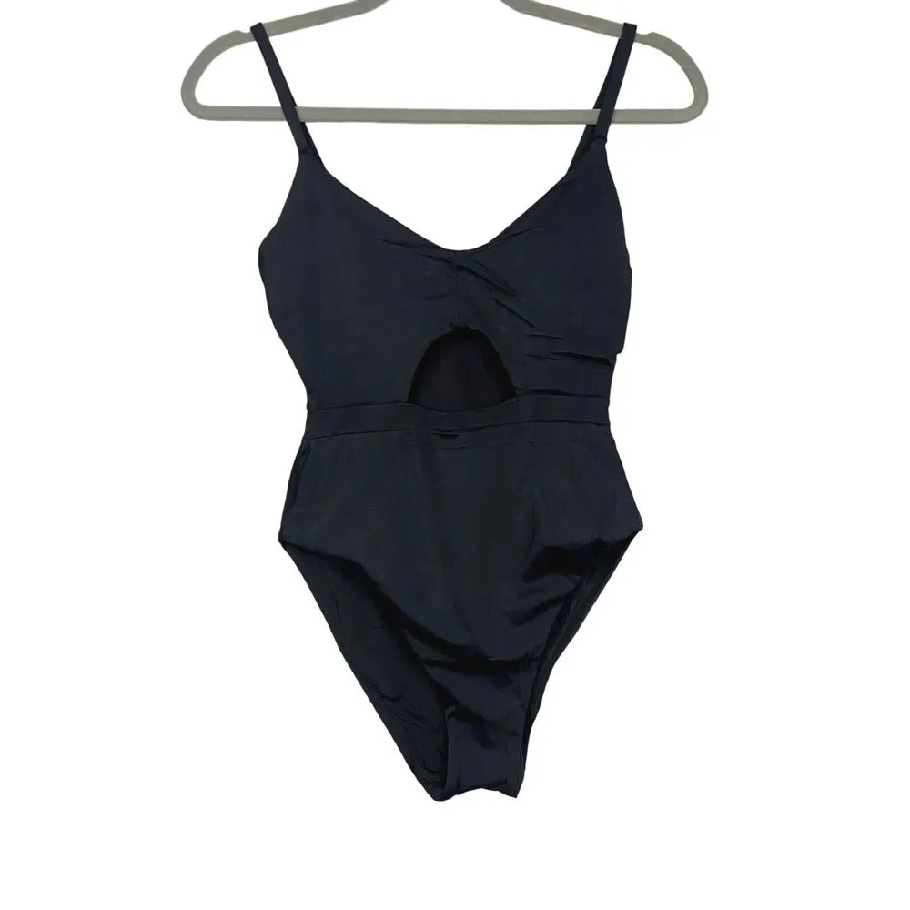 NWT Andie The Samoa One Piece Swimsuit V Neck Keyhole Removable Cups S Black - Image 2