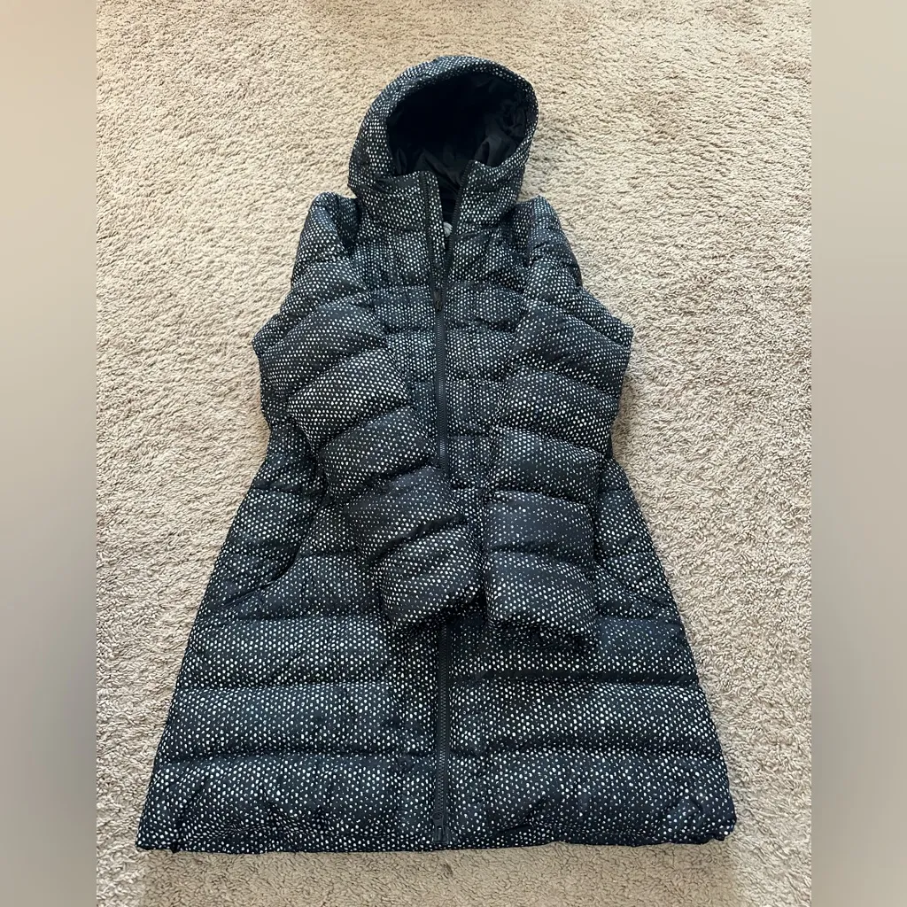 The North Face Womens Gotham Long Jacket Hooded Black Donegal Print Size M - Image 6