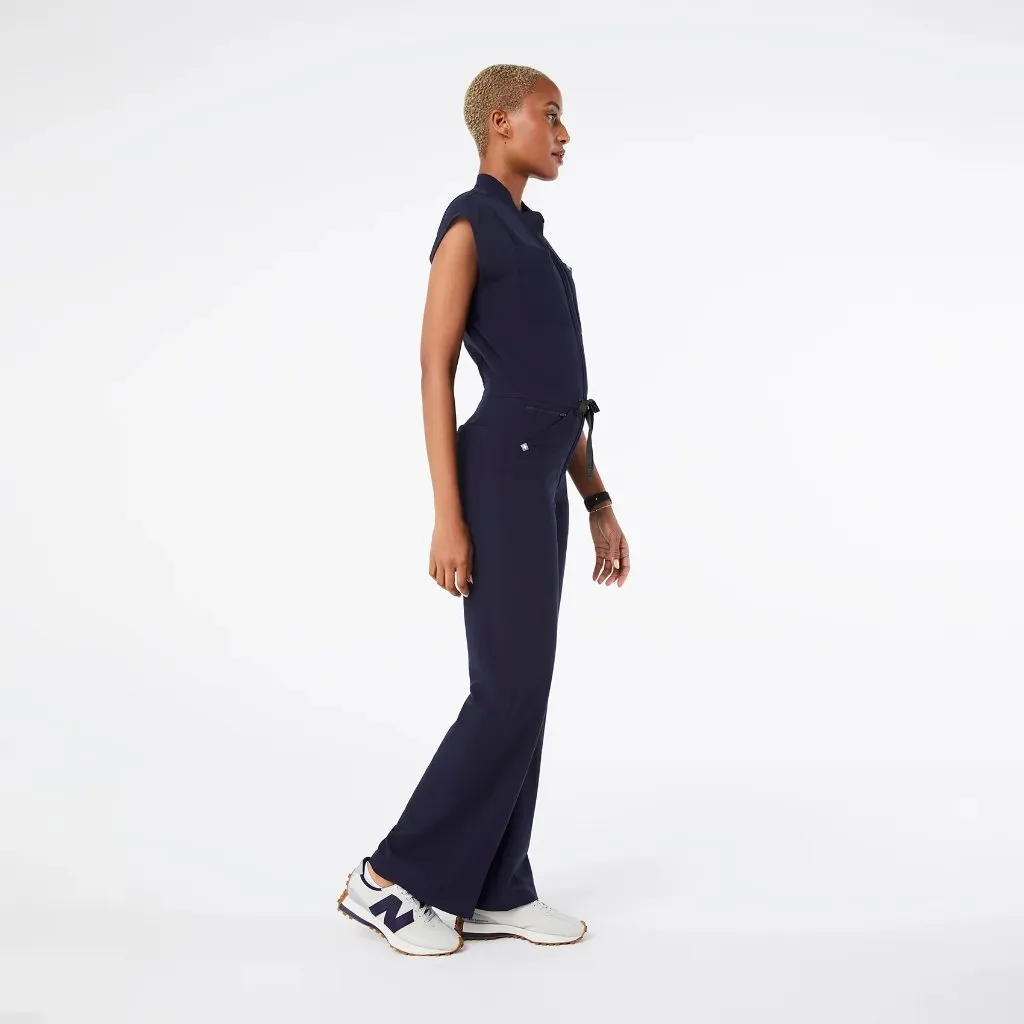 Figs Rafaela Cargo Wide Leg ScrubJumpsuit in Navy, Size Large - Image 2