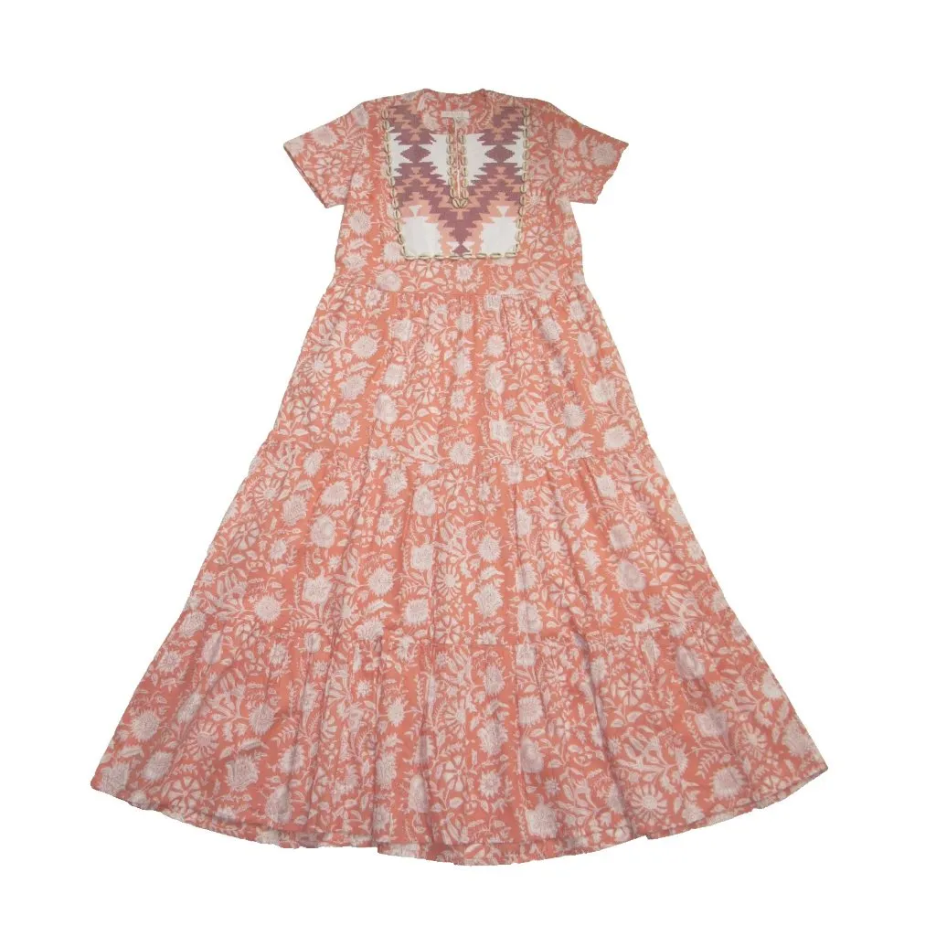 NWT Marea by Liz Joy Olympia Kaftan in Sorbet Blockprint Cotton Maxi Dress S - Image 5