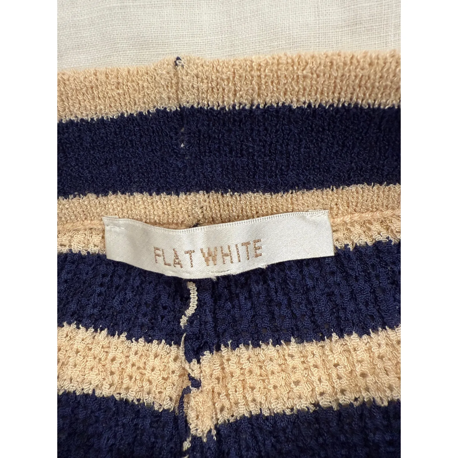 Anthropologie Flat White High Rise Wide Leg Pants Knitted Striped Blue Size XS - Image 6