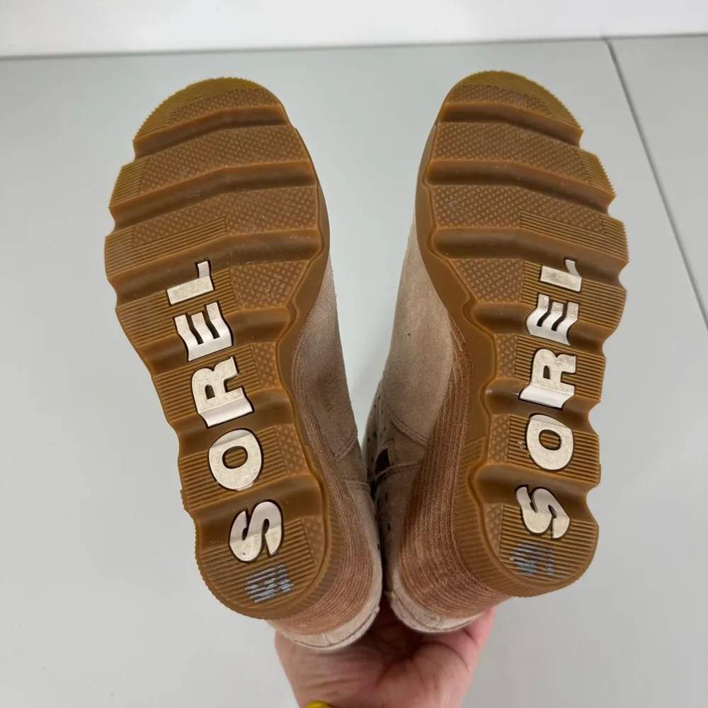 Sorel Tan Suede Wedge Ankle Booties Size 7.5 - Image 6