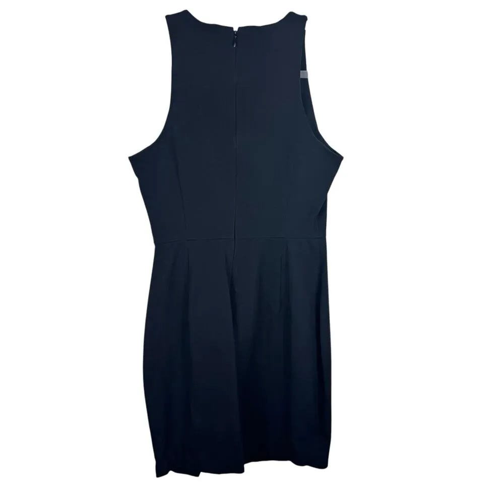 Banana Republic Black Bi-Stretch Racer Neck Knee Length Sheath Dress Size 4P - Image 3