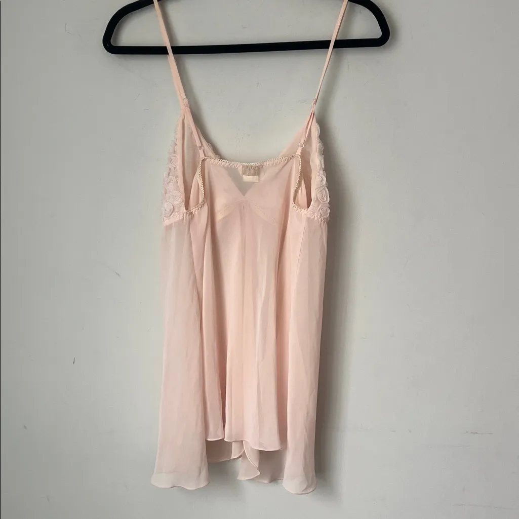 Y2K LA INTIMATES PRETTY IN PINK CHIFFON BABYDOLL NIGHTIE w/ROSEBUDS & BOW Size M - Image 5