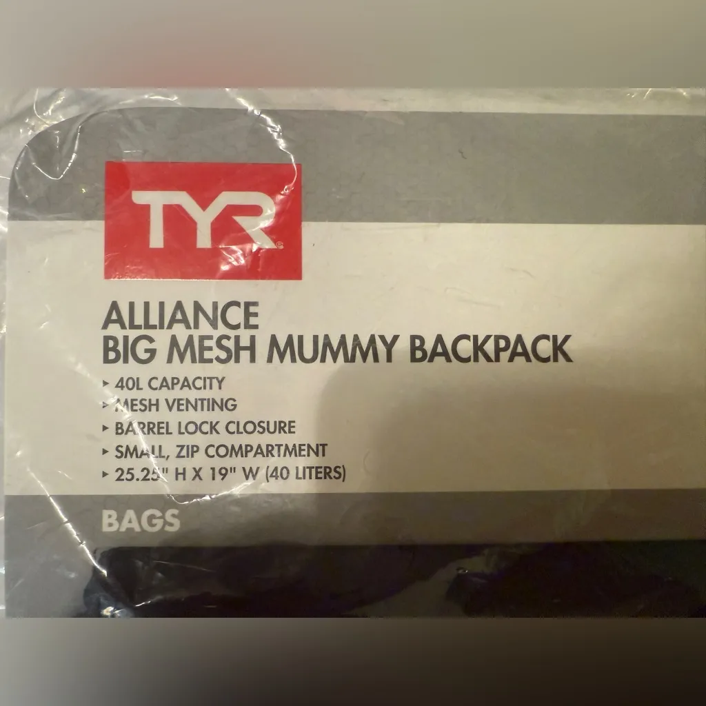 TYR 40L Alliance Big Mesh Mummy Backpack Black New In Package 25.5H X 19” W Red - Image 4