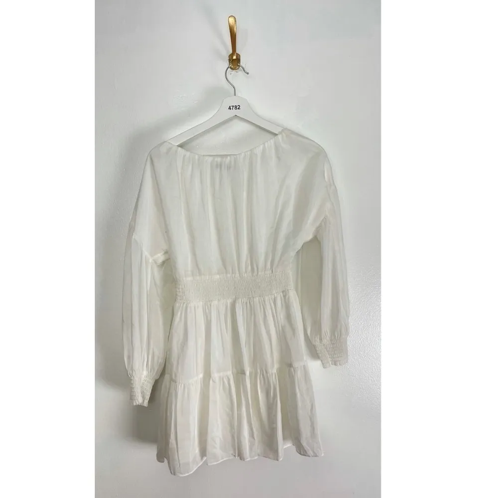 ALICE + OLIVIA Kiara Smocked Long Sleeve Button Front Dress in Off-white US 2 - Image 9