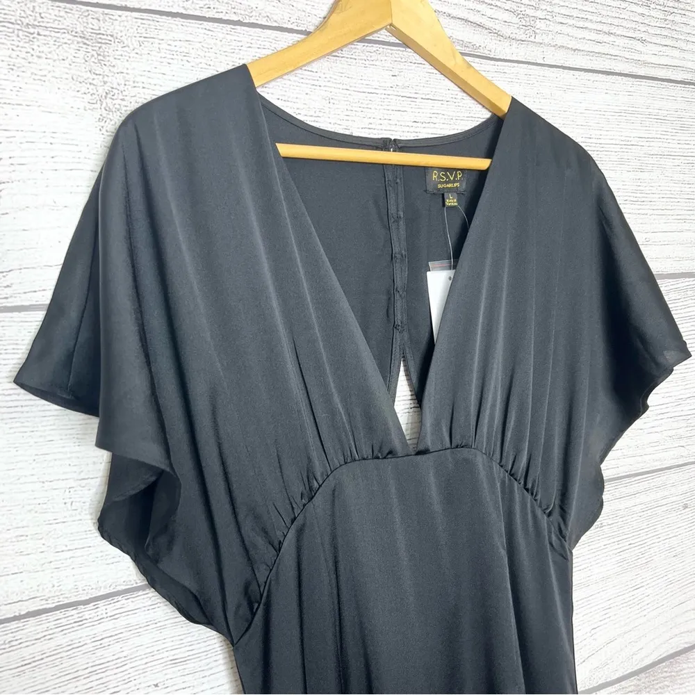 NWT NY&CO RSVP Black Short Sleeve Open Back Formal Maxi Dress Size Large - Image 4