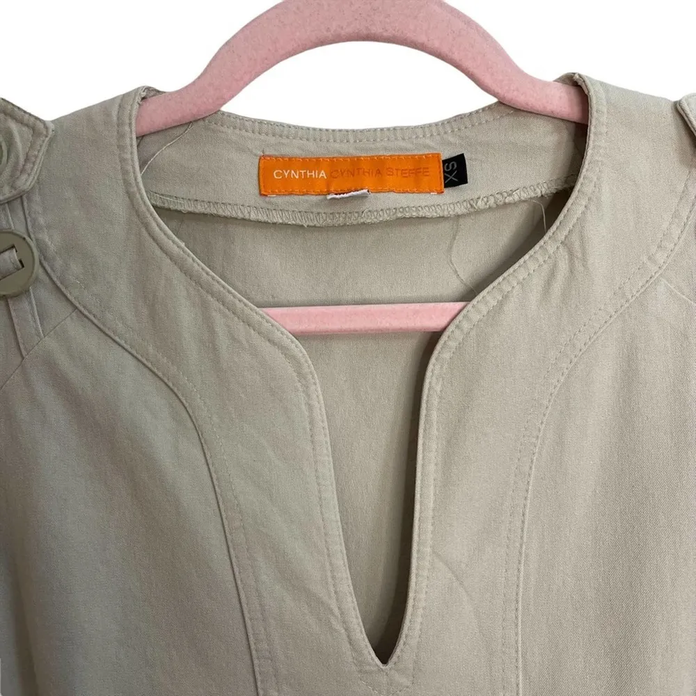 Cynthia Steffe Khaki Pleated Sleeveless Dress - Image 5