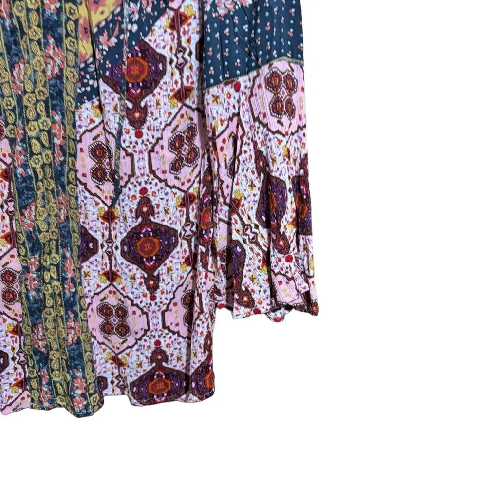 Umgee Tunic Top Womens Small Multicolor Boho Colorful Mix Print Gauze Blouse - Image 5