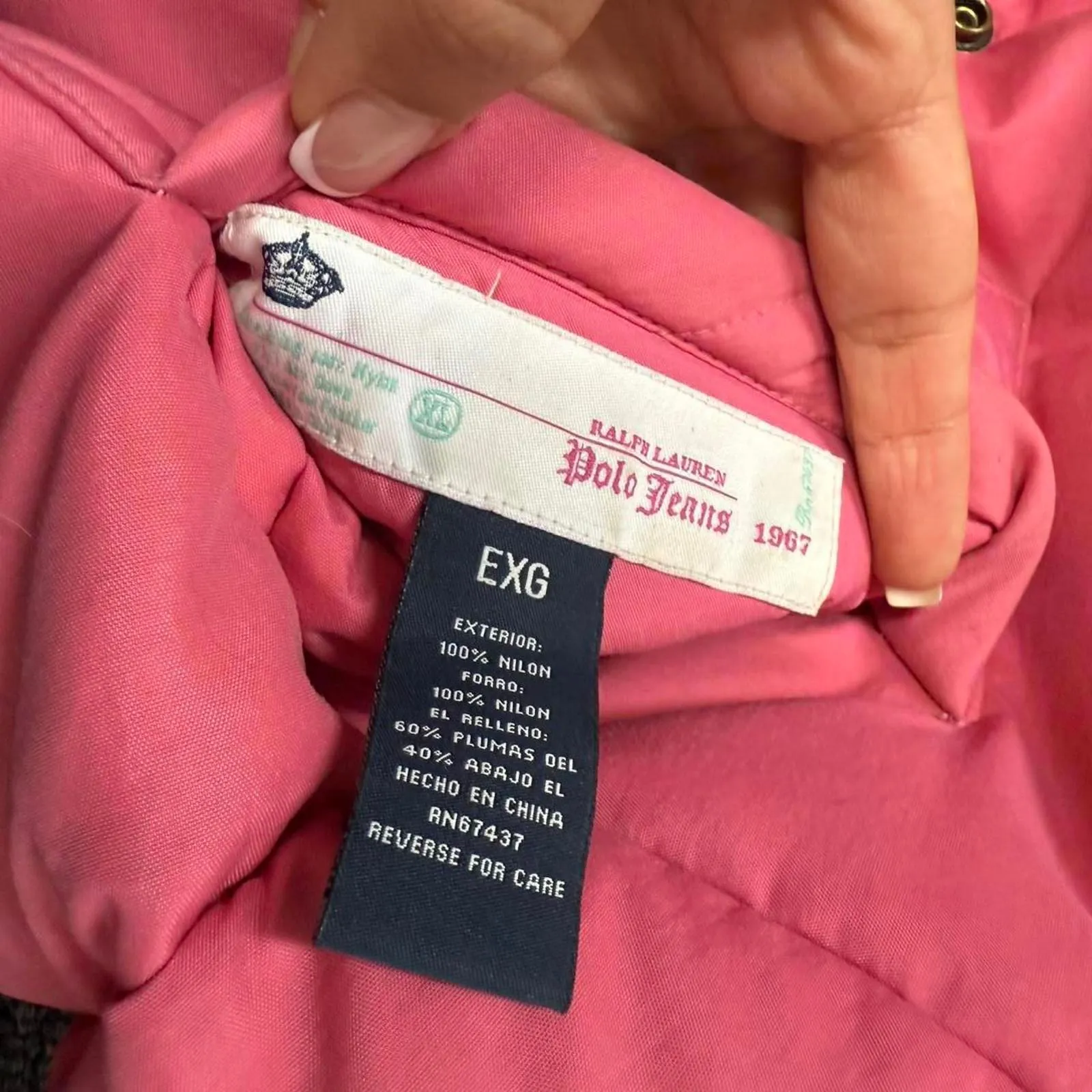 Vintage Pink/Navy Reversible Ralph Lauren Puffer Vest - Image 8