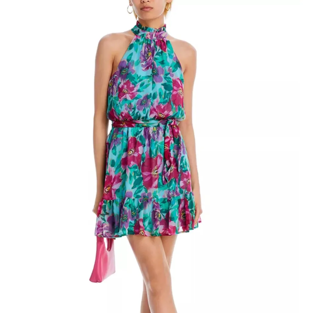 AQUA Bloomingdale’s Poppy Halter Mini Dress CottageCore Fairy Romantic XXL - Image 13