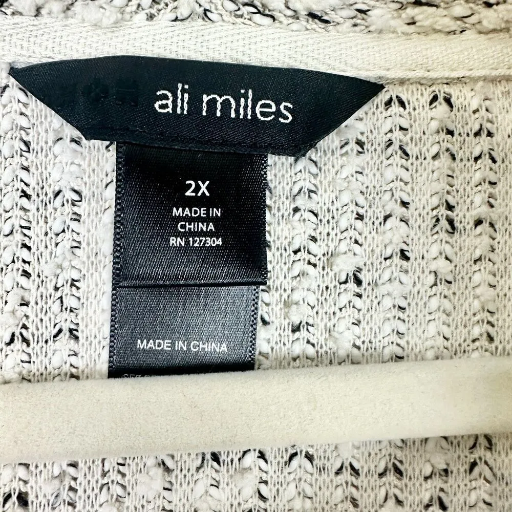 Cowl Neck Sweater Fringe Yarn Knit Size 2X Natural Boucle Chenille - Image 5