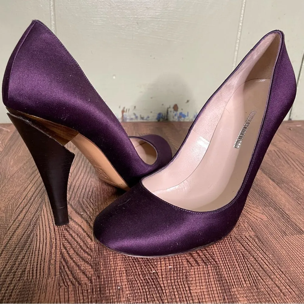 Nicholas Kirkwood Purple Satin Art to Wear Heels 35‎ Size 5 - Image 3