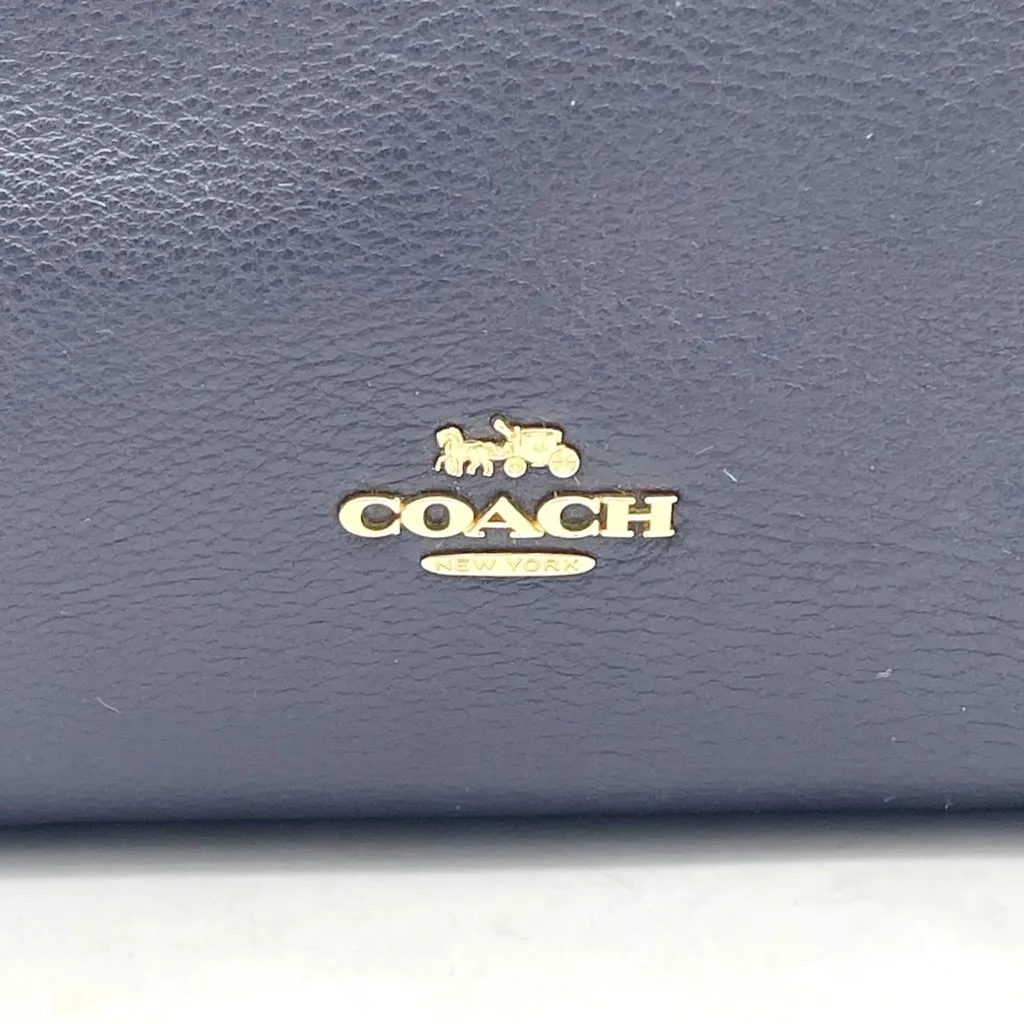 Coach F12184 Town Tote Midnight Navy Pebble Leather Shoulder Bag Gold Hardware - Image 8