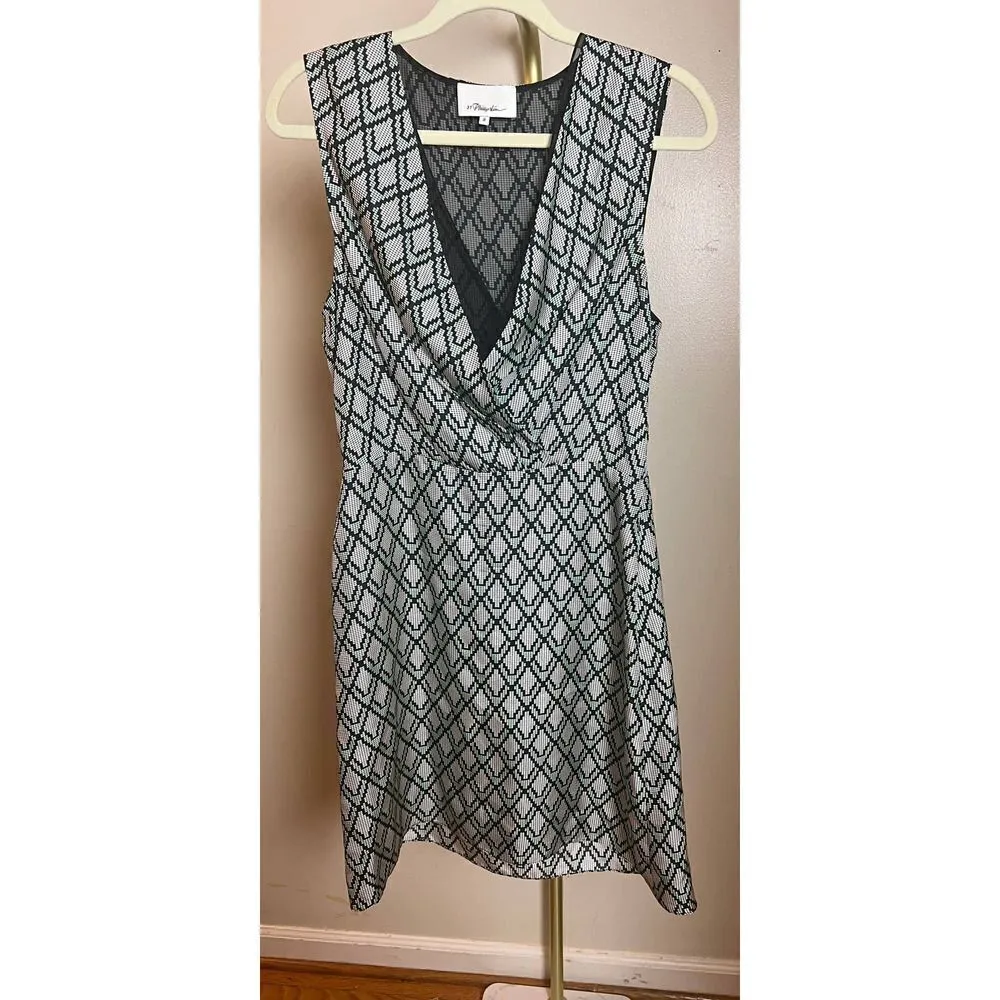 3.1 Phillip Lim Sleeveless Silk Geometric Dress Sz. 8 - Image 3